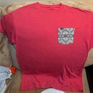 Hurley Junior Men’s Size Large Red Short-Sleeve T-Shirt with Patterned Pocket